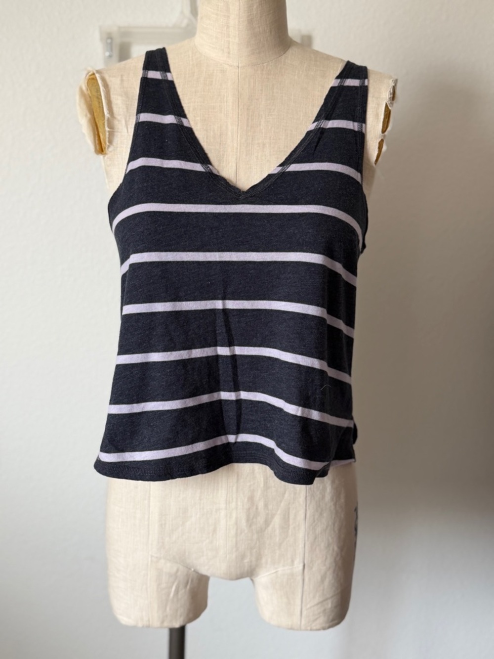 Urban Outfitters Grey and Purple Stripe V Neck Tank Top